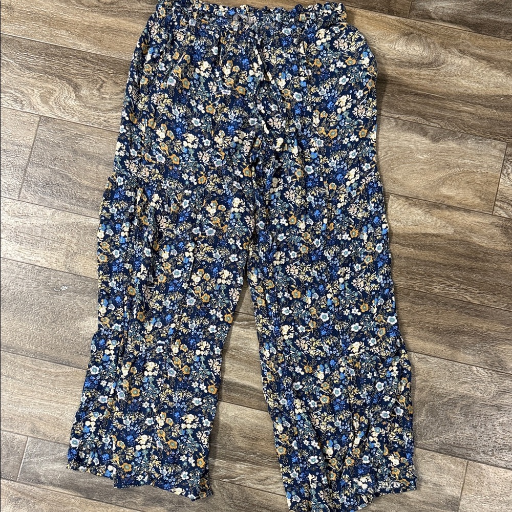Maurices Blue Floral Wide Leg Pants